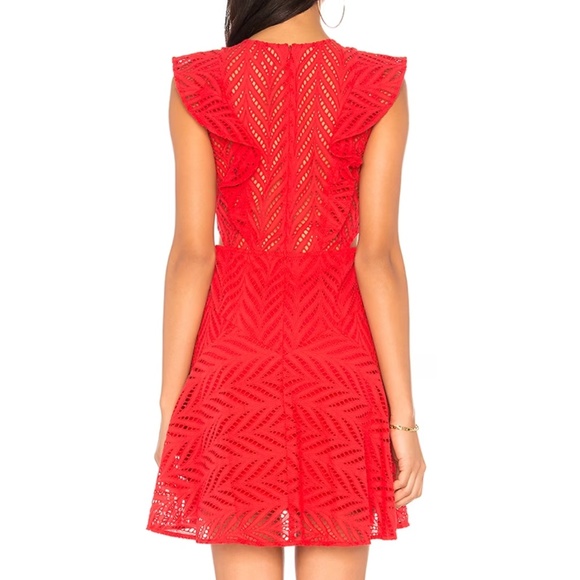 Bardot - Kira Crochet Ruffle Mini Dress | Lipstick Red | Size: US 4 / XS | NWT - Picture 3 of 12